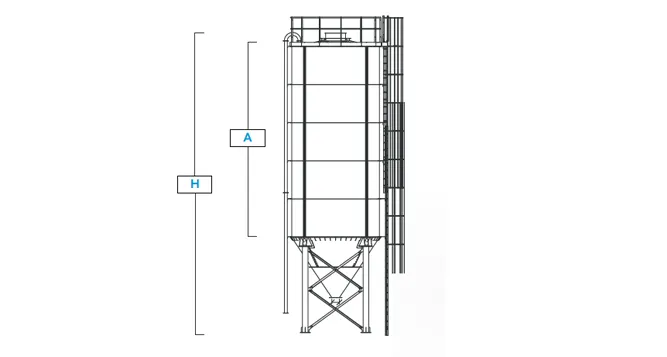 Dibujo de referencia para silo vertical en paneles Poggi