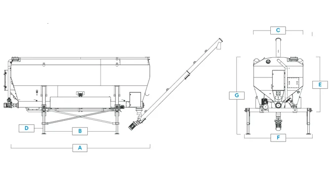 Dibujo de referencia para silo horizontal Serie OR